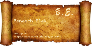 Benesch Elek névjegykártya